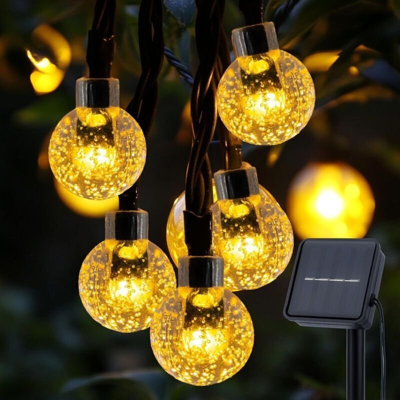 Solar-Lichterkette für den Außenbereich, 12 m, 100 LEDs, 8 Modi, IP65 wasserdicht, für Garten, Hochzeit, Party, Balkon, ...