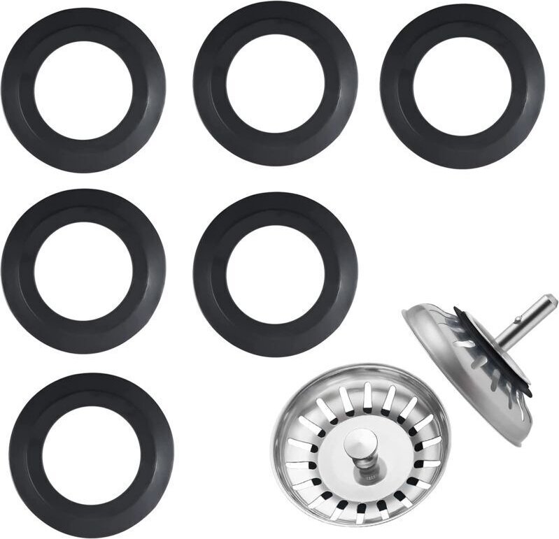 6-teiliges Dichtungsset für Küchenspülen, Silikondichtung für Filterkörbe, Ersatz-Gummidichtung für Spülen, 54 mm Außend...