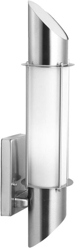 Wandleuchte Außen Wandlampe Garten Edelstahl Fassadenleuchte Wand Hauseingang, silber opal, 1xE27, LxBxH 10,2x13x49,8 cm