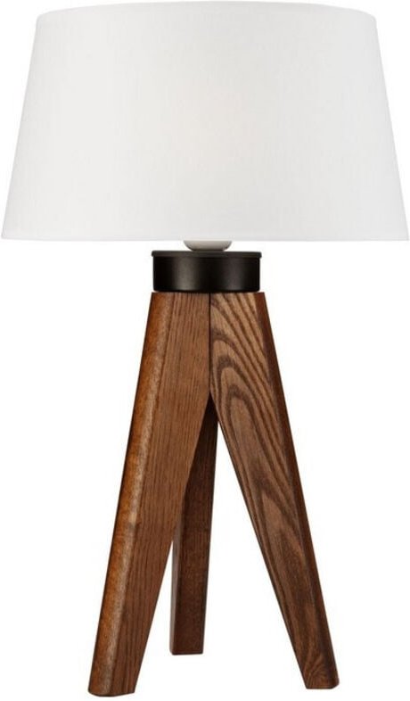 Thumbnail - Lamkur Lighting - Lamkur Aida Tischlampe mit Stoffschirm Nussbaum Eiche, 1x E27