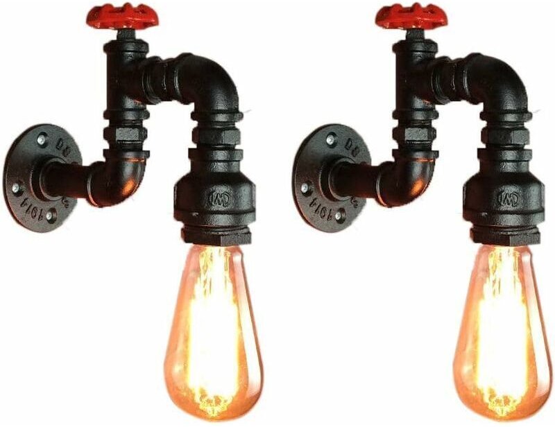 2er-Set industrielle Wandleuchten, Rohrarmleuchte, Retro-Steampunk-Vintage-Rostfarbe, Wanddekoration aus Metall-Wasserro...