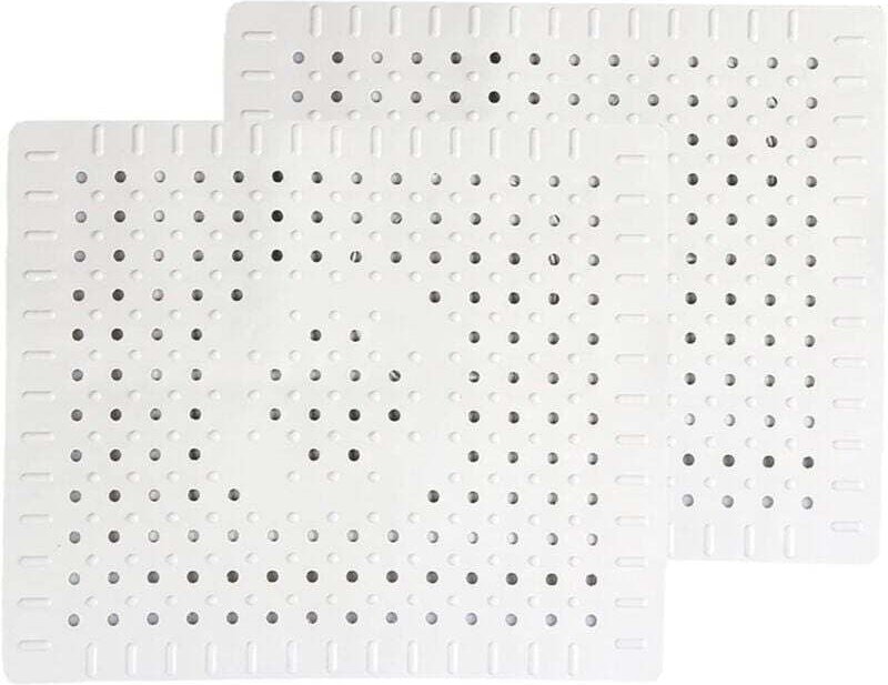 Set aus 2 Spülbeckenmatten aus strapazierfähigem, rutschfestem, weißem Gummi, leicht zu reinigen und auf die gewünschte ...