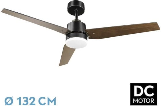 Captus DC-Ventilator, 22 W, Schwarz, 3 Flügel, Schwarz/Eiche