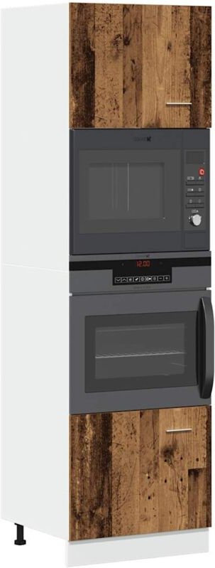 Mikrowellenschrank Lyon Altholz-Optik 60x57x207 cm Holzwerkstoff Vidaxl