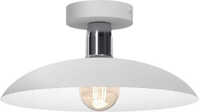 Deckenlampe, E27-Dachlampe, Weiß, Chrom, Lampenschirm aus Metall