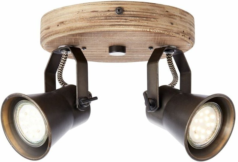 Brilliant - Lampe Seed Spotrondell 2flg schwarz stahl/holz hell 2x PAR51, GU10, 5W, geeignet für Reflektorlampen (nicht ...