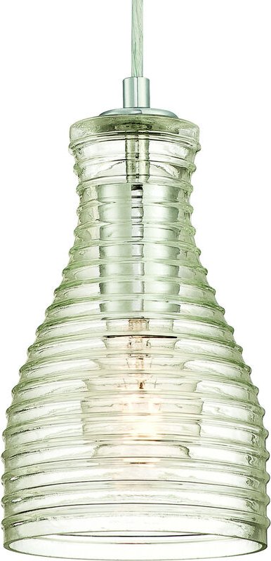 Pendelleuchte Chrom / geriffeltes Klarglas mit 1 Lampe