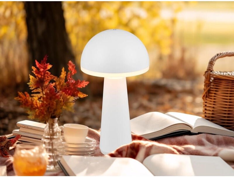 Reality Leuchten - Akku led Tischleuchte fungo kabellos für Innen & Außen, Weiß - Höhe 30cm