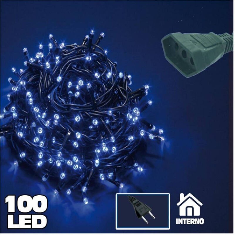 Trade Shop Traesio - Trade Shop - lichterkette 100 led-lichter blau glühwürmchen ausziehbar innen 5 meter -