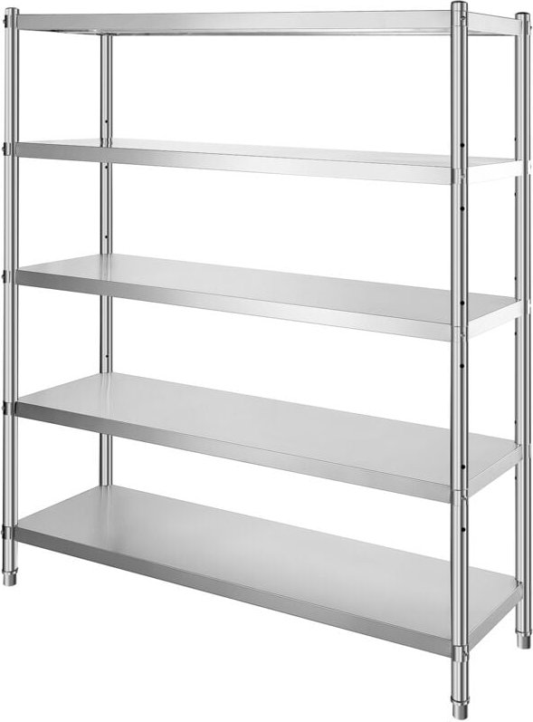 5-stöckiges Lagerregal, robustes Regal aus Edelstahl, 180 x 45 x 180 cm, Garagen-Organizer, 750 kg Tragkraft, höhenverst...