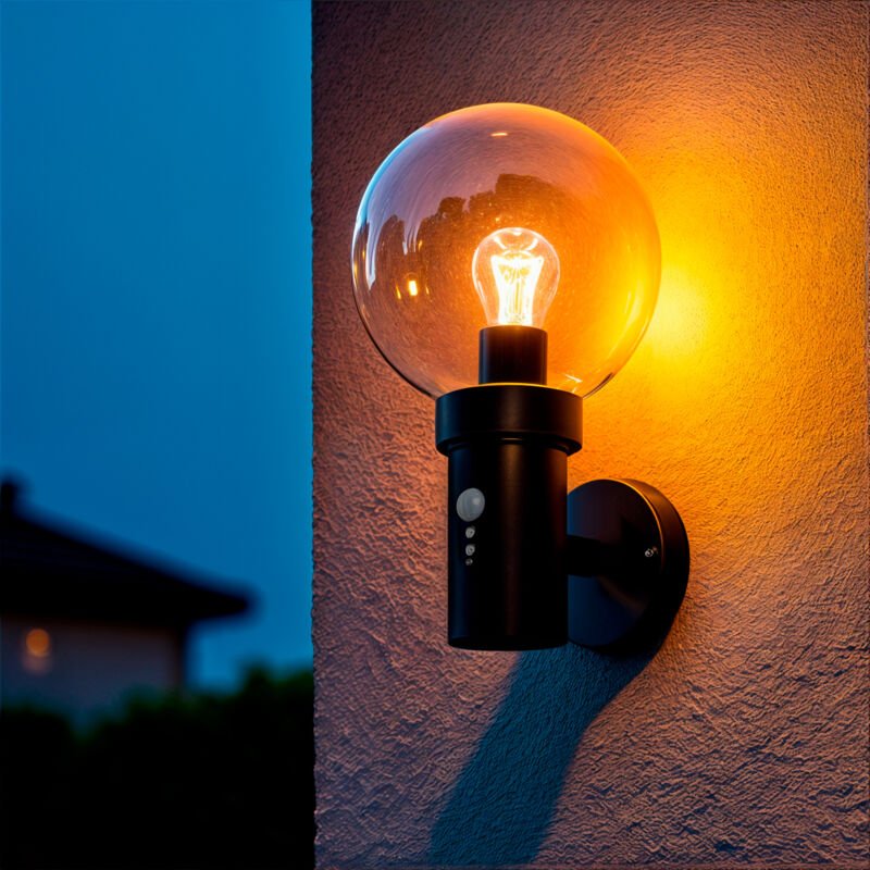 Efectoled - Wandleuchte für den Außenbereich Edelstahl mit PIR-Sensor Optic Schwarz