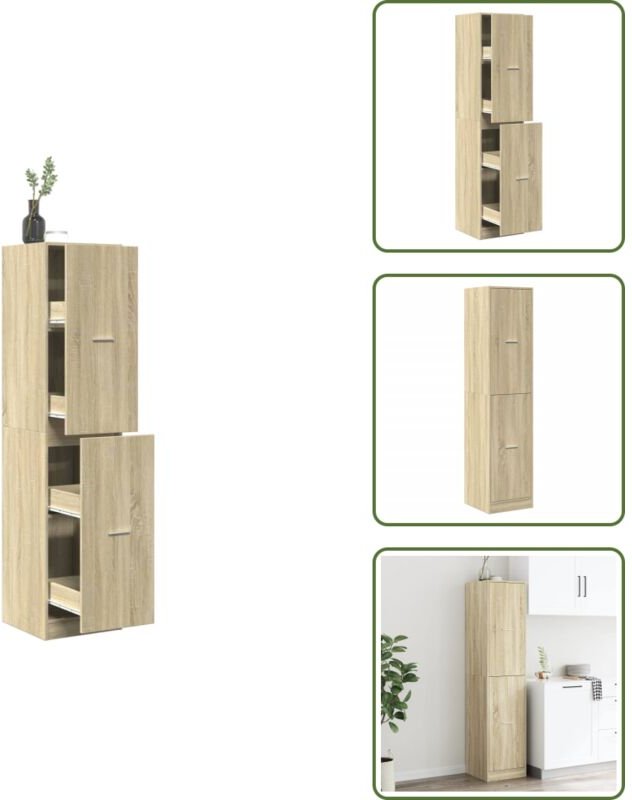 Schrank für Küche - vidaXL Apothekerschrank Sonoma-Eiche 40x41x174,5 cm Holzwerkstoff - Schrank für Wohnzimmer