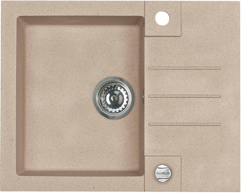 Rock - Granit-Spüle 60x48 cm, mit Ablaufsystembedienung, beige 1090950 - Alveus