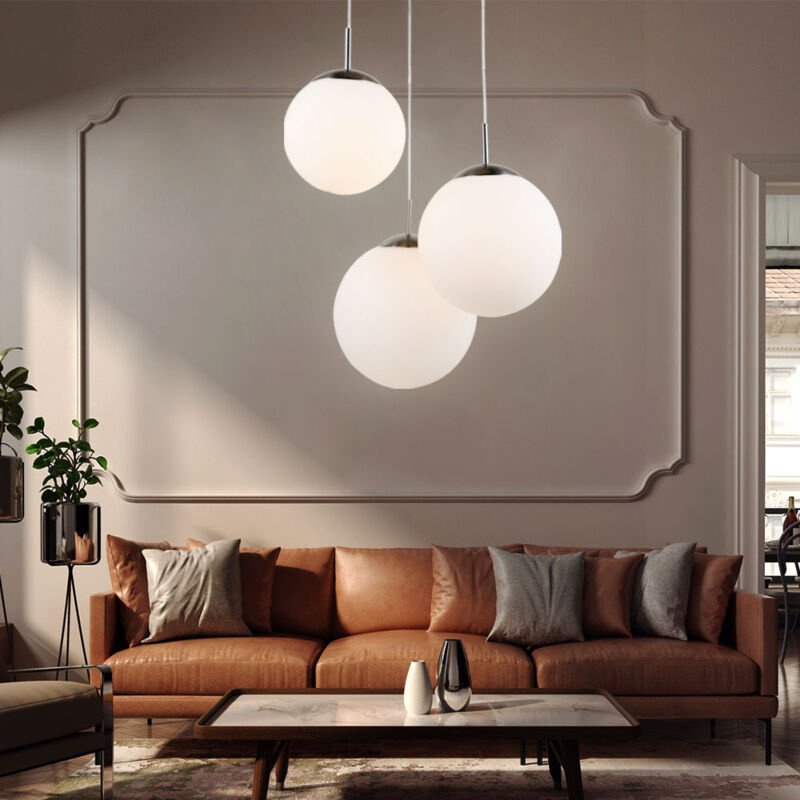 Eglo - Design Decken Lampe Wohn Ess Zimmer Glas Kugel Hänge Pendel Leuchte satiniert Globo 1581-3