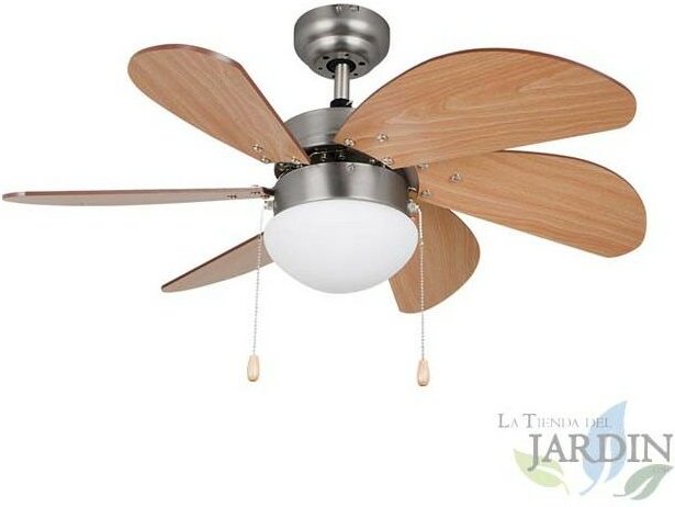 Suinga - Orbegozo Deckenventilator mit Licht, 3 Geschwindigkeiten, 6 Holzflügel, 50 w.