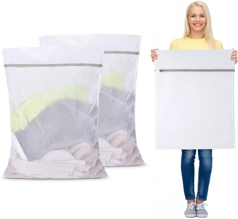 Stück großes Wäschenetz 60 x 80 cm, strapazierfähiger Polyester-Waschbeutel mit Reißverschluss für Decken, Bettdecken, V...