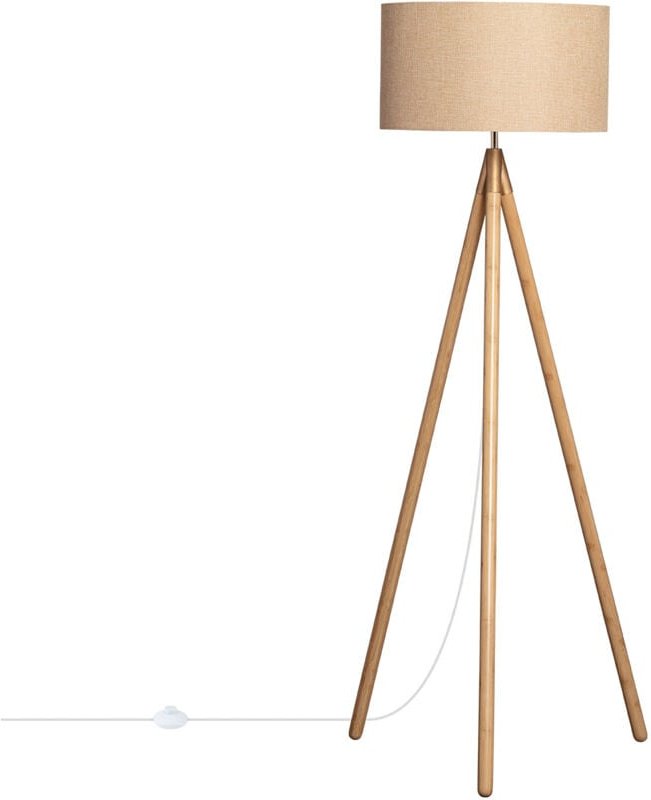Stehlampe aus Holz und Stoff Wolby Beige