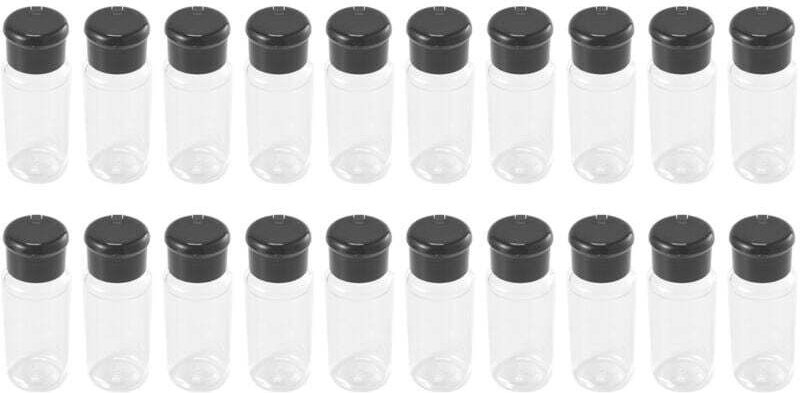 20-teiliges Set mit 100-ml-Gewürzstreuern in Schwarz für Salz, Pfeffer, Gewürze, Grillgut, Küchenhelfer