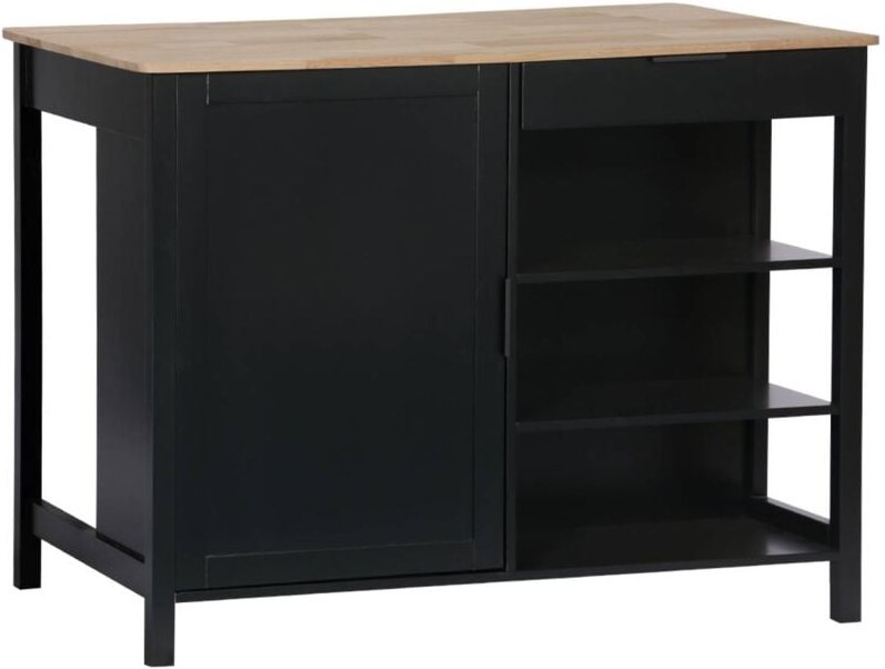 Sweeek - 3-in-1-Kücheninsel, 5 Regale, 1 Tür, 1 Schublade, 120cm