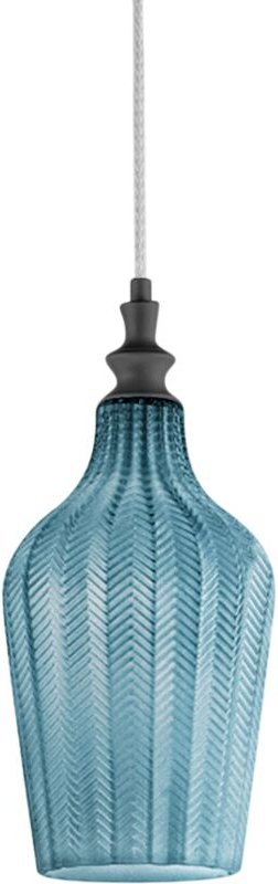 Cleofe Pendelleuchte Kobaltglas/Schwarz – Ø18 cm, E27 max. 60W, IP20, Vintage-Stil, Leuchtmittel nicht inkl.