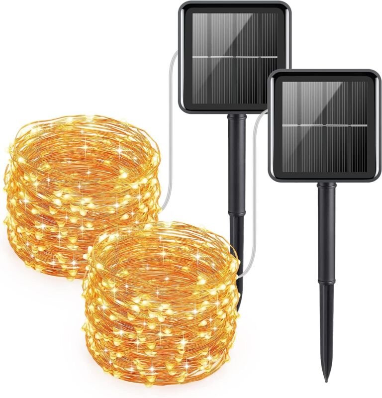 Solar-Lichterkette, 120 LEDs, Warmweiß, 12 m lange Solar-Lichterkette, wasserdichte Dekorationsbeleuchtung für den Innen...
