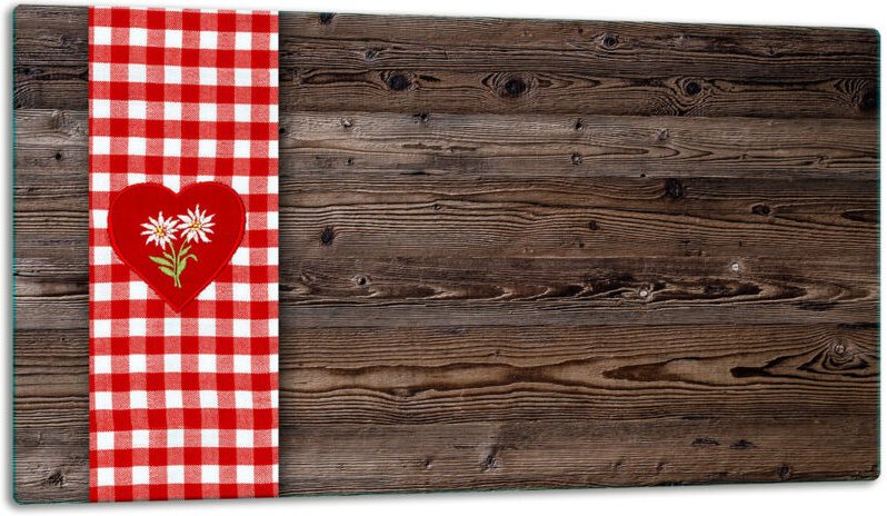 Glasschild Schneidebrett 52x30 Herzholz