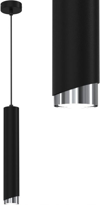 Frei. Gu10-Rohr-Hängelampe, schwarzes Chrom Ewilight BEVEL