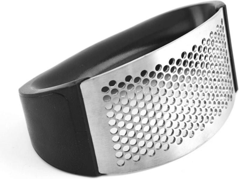 Schwarze Knoblauchpresse, 10,5 x 7 cm, Edelstahl, für den Hausgebrauch zum Hacken, Zerkleinern und Schälen von Knoblauch...