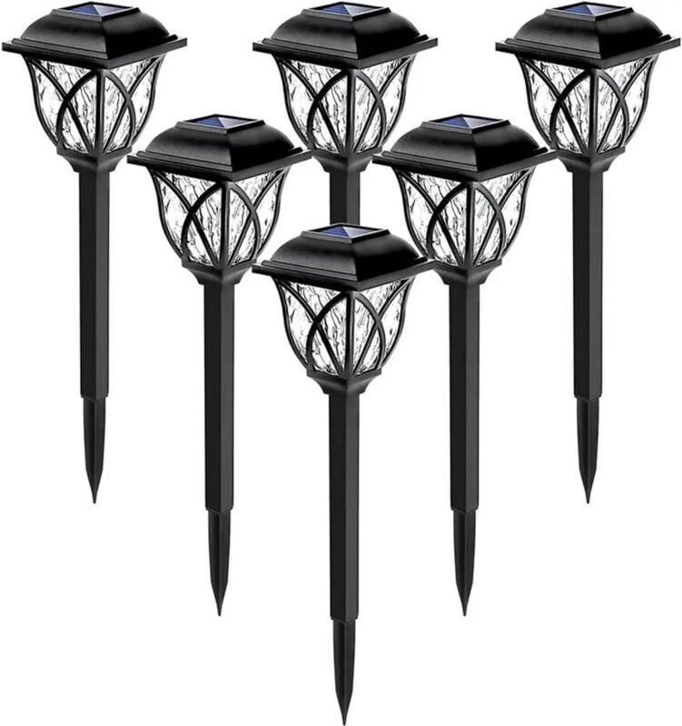 Packung mit 100 x 100 x 440 mm großen, warmweißen Solar-LED-Gartenleuchten (4500 K) für den Außenbereich, Schutzart IP44...