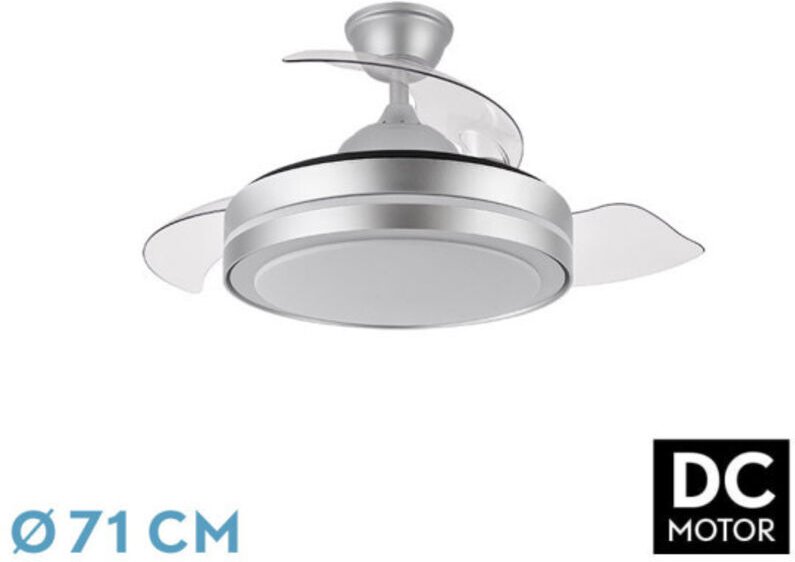 FABRILAMP Lüfter Dc Esparta Peque 44w 5182lm Silber 71d 3asp 3000-4000-6000k Fernbedienung+Timer+Speicher