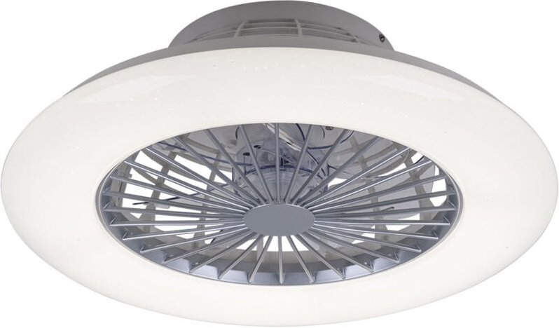 Deckenleuchte cct Deckenventilator 3 Stufen Raumlüfter Sternenhimmel Wohnzimmerlampe Fernbedienung, Stahl weiß, 1x led 1...