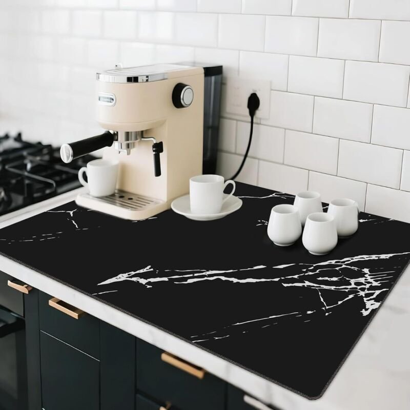 Große Abtropfmatte aus Kieselgur für Küchenarbeitsplatten, schnelltrocknend, zum Aufrollen geeignet für Geschirr, Flasch...