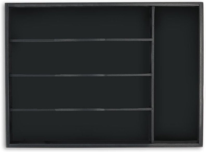 Relaxdays - Besteckkasten, 5 Fächer, Schubladen Ordnungssystem, hbt: 4,5 x 34 x 25 cm, Bambus, Besteck Organizer, schwar...