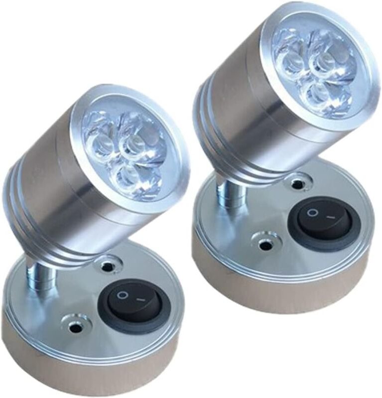 2 Stück 12V zylindrische LED-Leseleuchten mit einstellbarem Schalter, warmes Licht für Wohnmobil, Boot, LED-Innenbeleuch...