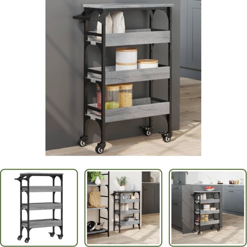 Holzwerkstoff - Küchenwagen Grau Sonoma 53x20x76 cm Holzwerkstoff