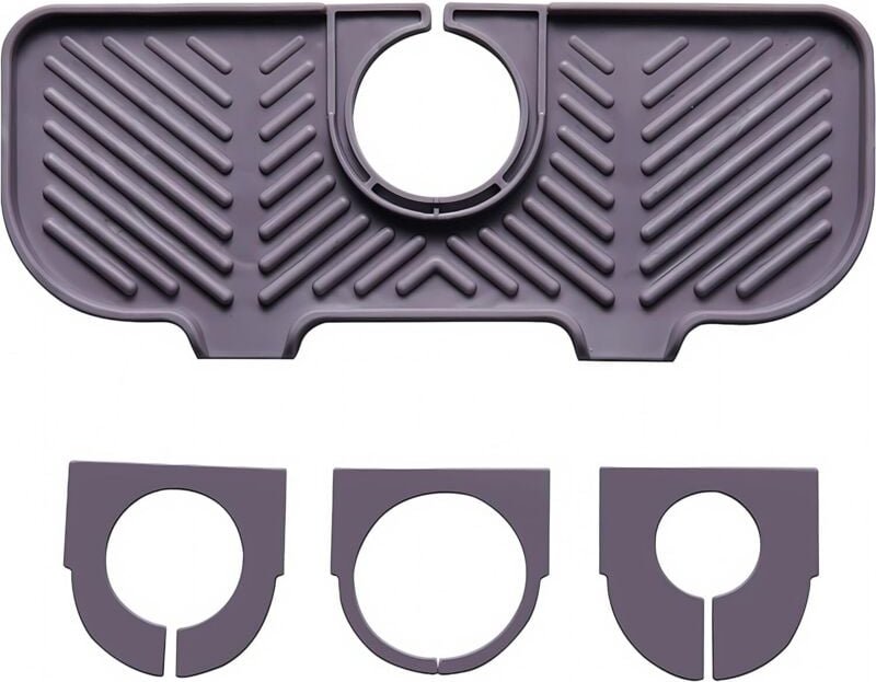 Silikon-Tropfschutzmatte für Wasserhahn, Spülbeckenmatte unter dem Wasserhahn, Organizer für Schwämme, Bürsten und Seife...