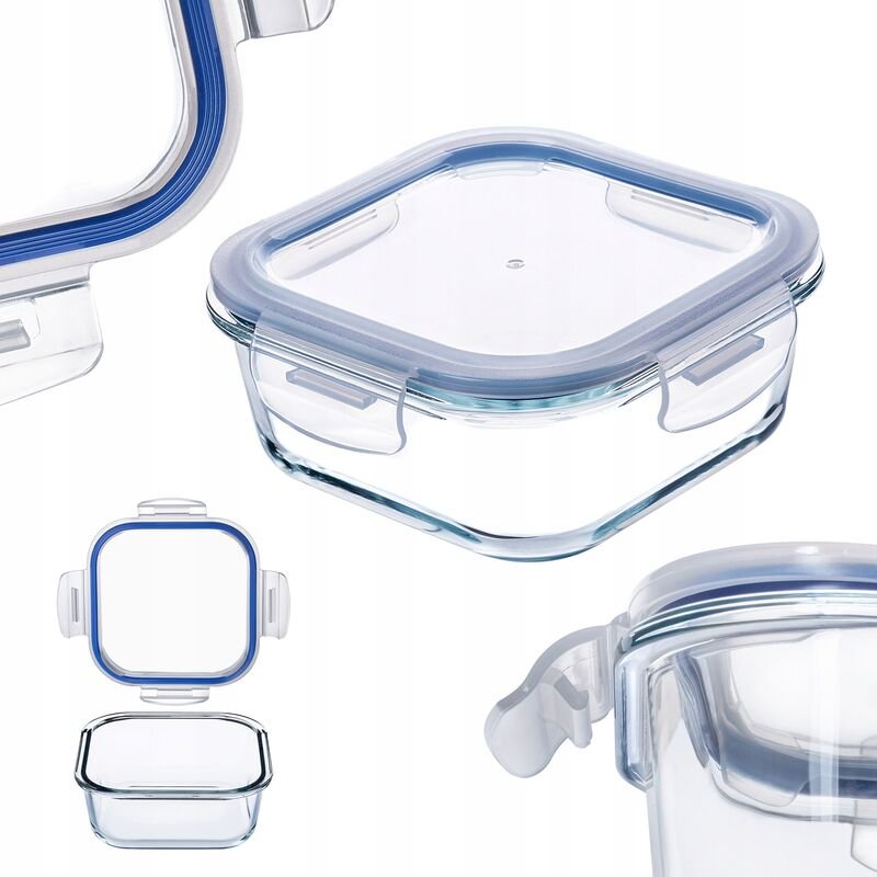 KADAX Glasbehälter mit Deckel, Lebensmittelbehälter, Quadrat, 800 ml