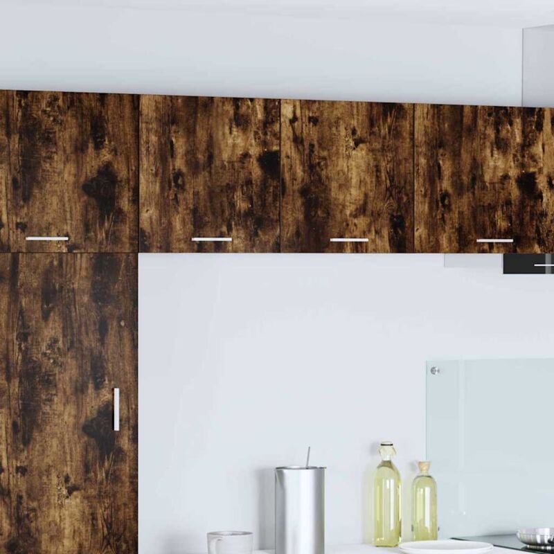 Hängeschrank mit Speicher Riga 2 pcs Geräucherte Eiche und Weiß vidaXL