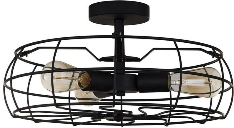 Italux - Rayo - Industrie- und Retro-Deckenleuchte Schwarz 3 Licht, E27