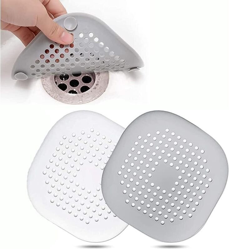 Set mit 2 Silikon-Abflusssieben mit Saugnäpfen für Waschbecken, Dusche, Handbrause, Haarfilter, Badezimmer, Badewanne un...
