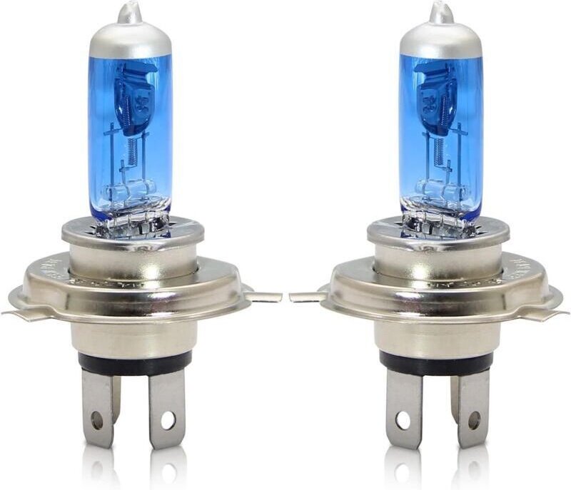 H4 P43t Halogen-Scheinwerferlampen 60/55 W, 5000 K warmweiß, Fern-/Abblendlicht, 12 V, für Auto und Motorrad, 2 Stück