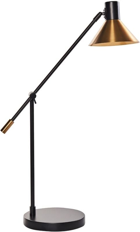 Thumbnail - Tischlampe Gold u. Schwarz aus Eisen Metall mit Verstellbaren Arm Lampenschirm Modernes Design Büro Schlafzimmer Schreib...