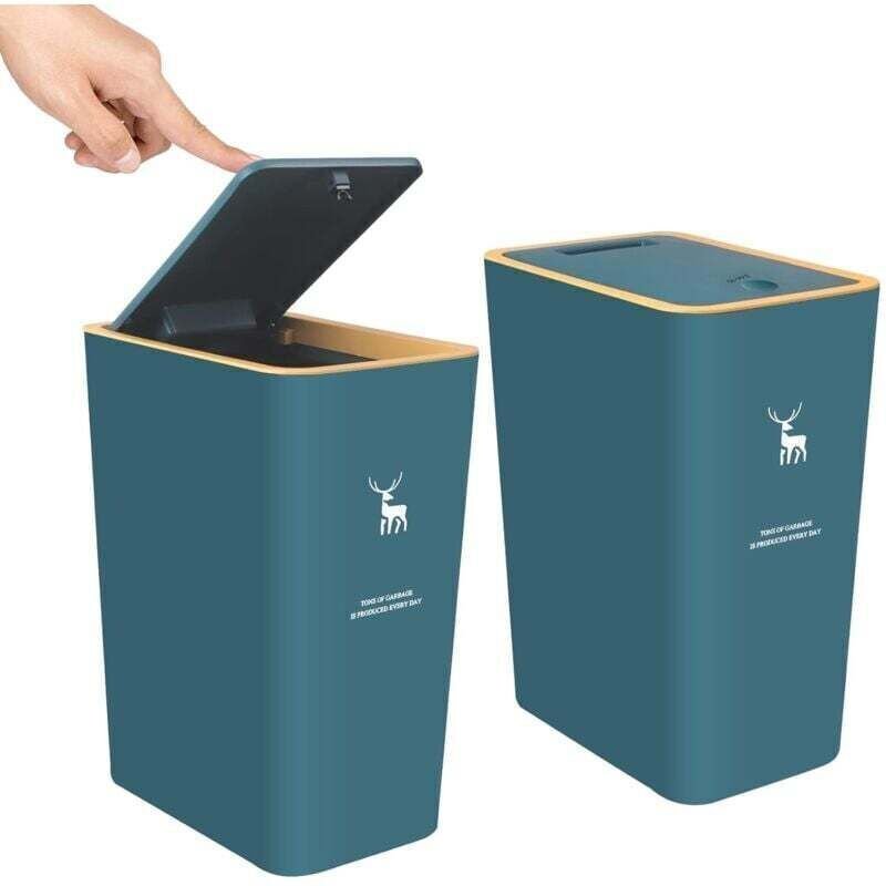 Mülleimer mit Deckel, 2er-Set, 15 Liter (4 Gallonen) Mülleimer mit Schnappdeckel, kleiner Mülleimer, hundesicher, Kunsts...