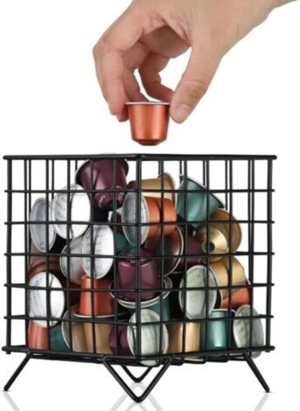 Kapselkorb für Kaffeekapseln (Schwarz), Vertuo Kapselaufbewahrung, Kapselaufbewahrung, Perfektes Kaffeezubehör mit große...