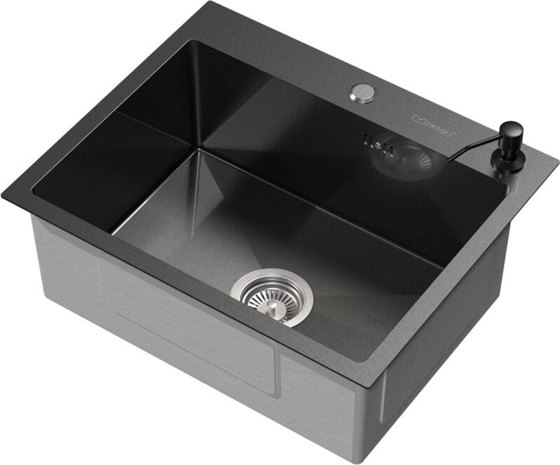 ML-Design Spülbecken Edelstahl 55x45 cm Anthrazit, Küchenspüle Rechteckig, 1 Becken Einbauspüle, Edelstahlspüle mit Ab- ...