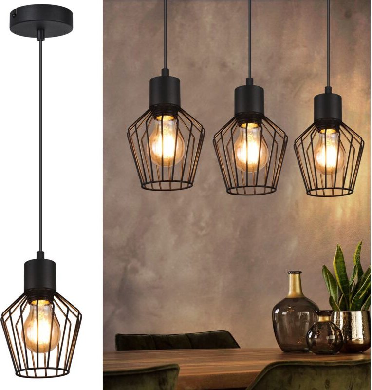Thumbnail - Gbly - Pendelleuchte Esstisch Hängeleuchte Schwarz - Pendellampe E27 1 Flammig Hängend Lampen Metall Lampenschirm Hängel...