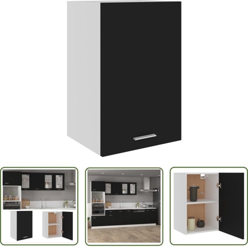 The Living Store Hängeschrank Schwarz 39,5x31x60 cm Holzwerkstoff - Küchenregal - Hängeschrank - Holzschrank - Schwarz -...