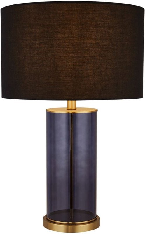 Searchlight Liberty Tischlampe aus blauem Glas mit schwarzem Schirm