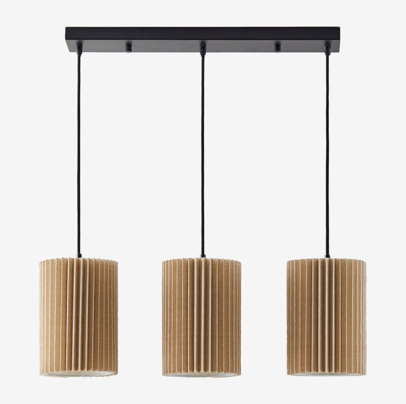 Sklum - Deckenleuchte aus Leinen und Metall mit 3 Lichtpunkten Quintelia Beige Leinen