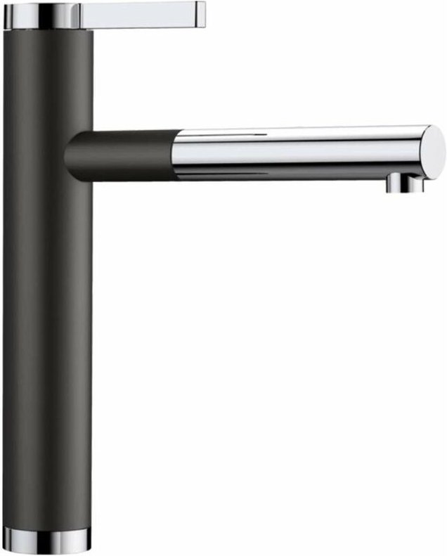 Blanco - Linee s - Küchenarmatur mit ausziehbarem Anschluss, Schwarz/Chrom 526171